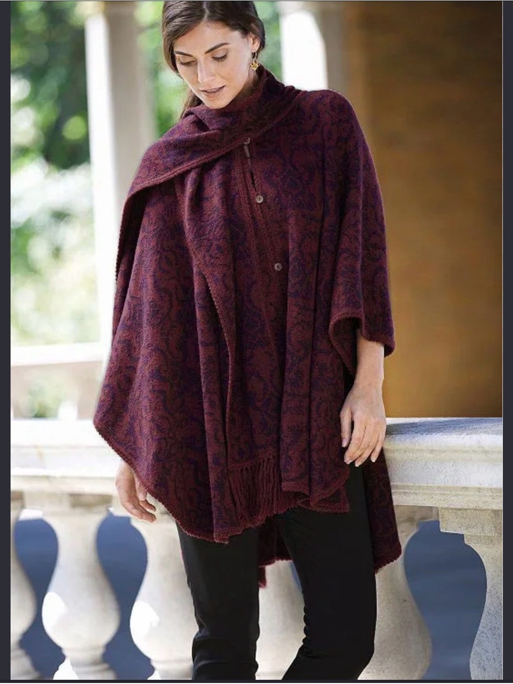 Novice Peruvian Wildflower cottagecore Alpaca Blend Wine/Purple cape